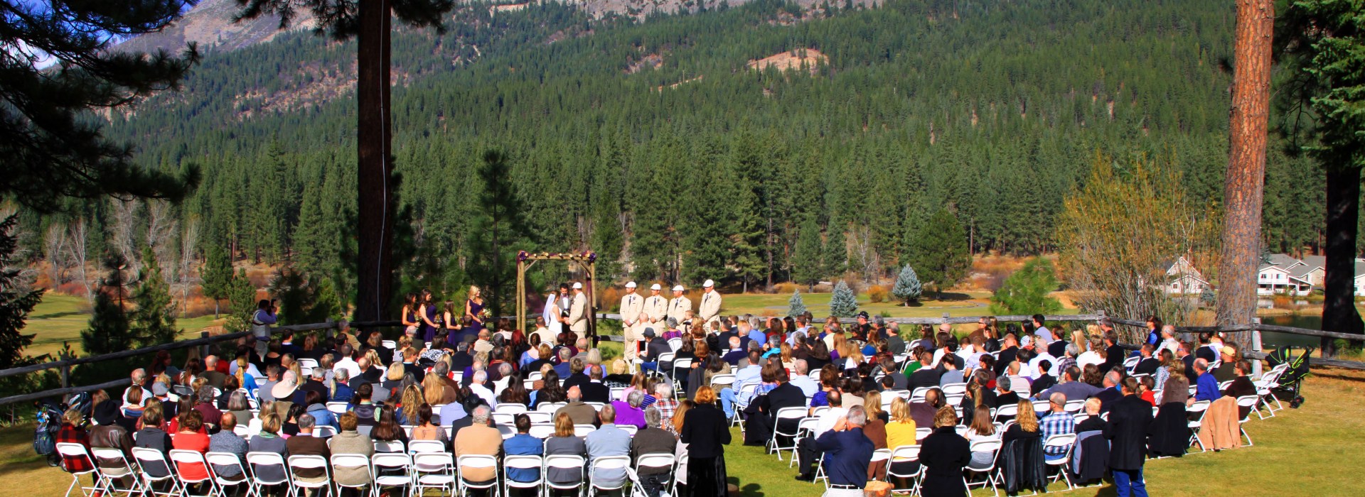 Wedding ceremony on golf course